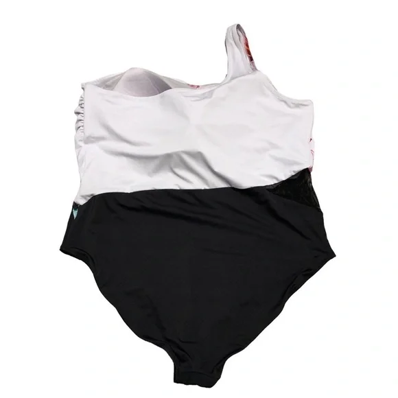 NEW - SWIMSUITS FOR ALL - Pink Floral One Shoulder One Piece Swimsuit - Size 26 - Picture 4 of 11